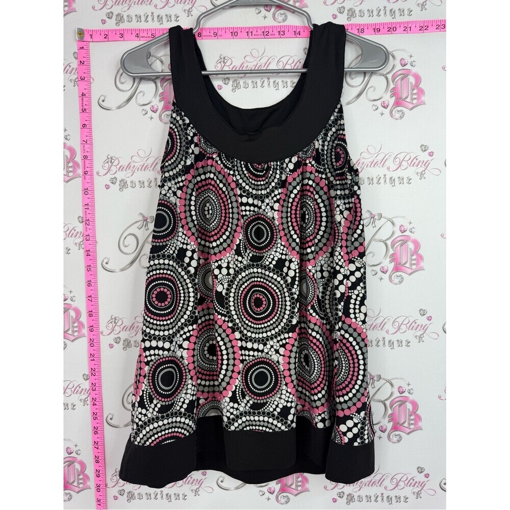 Beechers & brook tank Sleeveless Circle Dot Print Tunic in Black, Pink & White